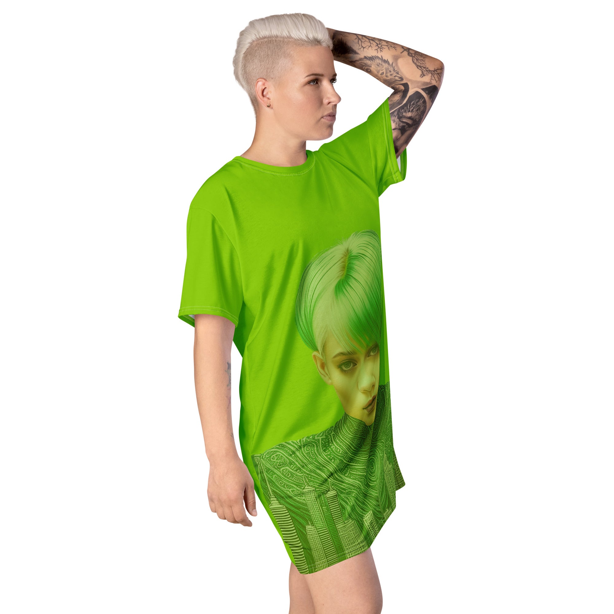 Lime Green T-Shirt Dress. Brat Green Party or Lounge T-Shirt Dress. Streetwear Dress. WickedYo.